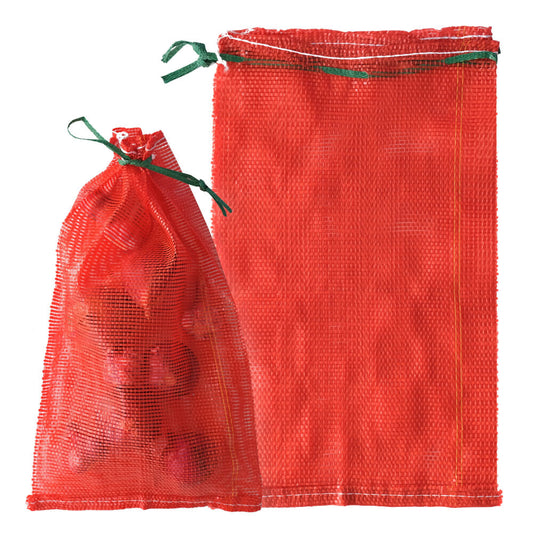 1/2 Bushel (25 lb) Red Tubular Mesh Bag - 15" x 25" Pack of 450